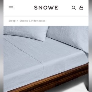 Snowe Queen Linen Sheet Set, Slate Blue